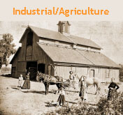 Link to gallery of historic industry and agriculture photos. Picture is of W.G. Faulkner barn, taken in 1880.